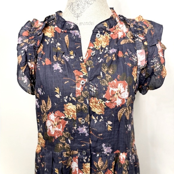 Sea New York Navy and Orange Floral Midi Dress - Picture 6 of 8